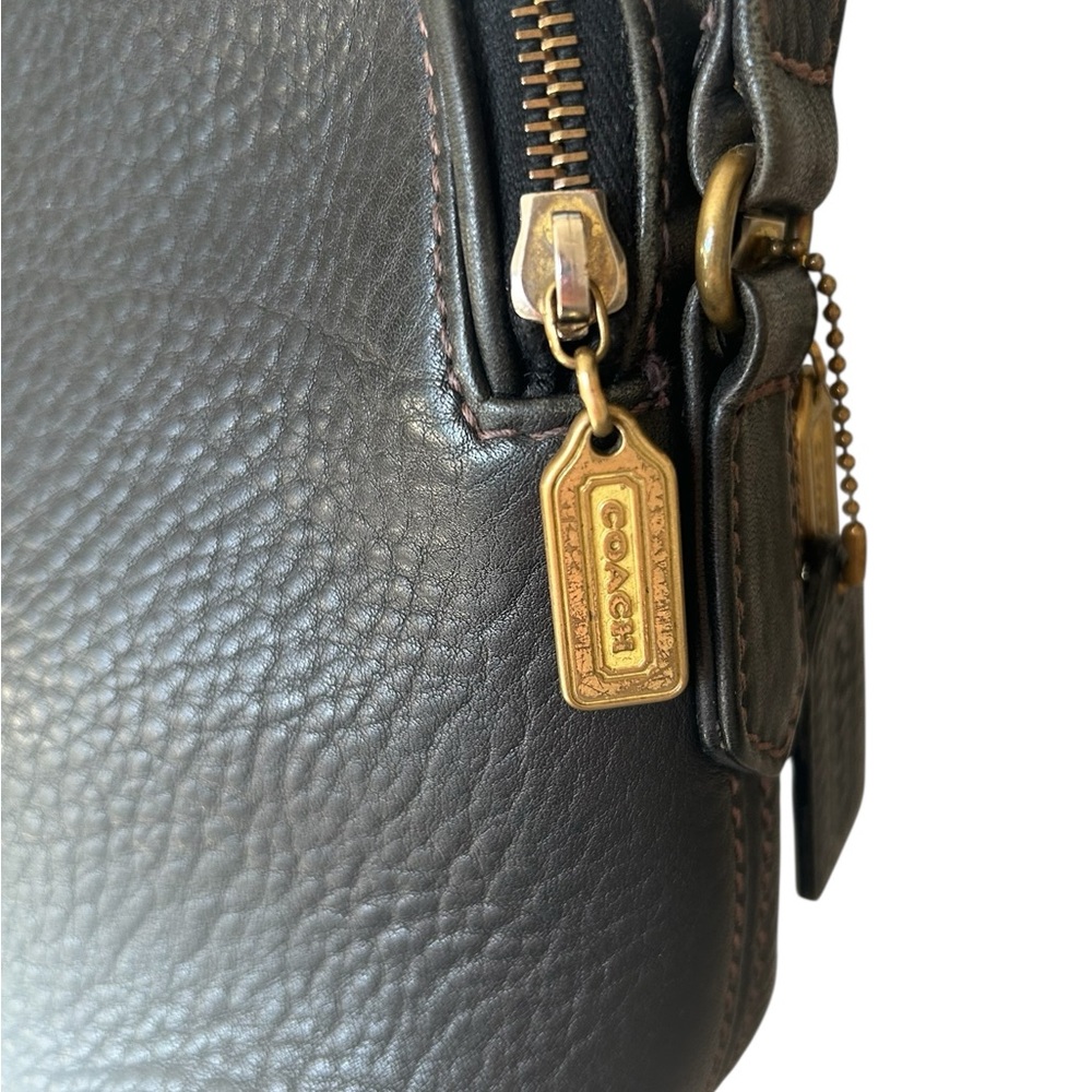 Coach Vintage Rare 4914 Sonoma Natural Grain Double Zip Black Leather Satchel - Picture 3 of 10
